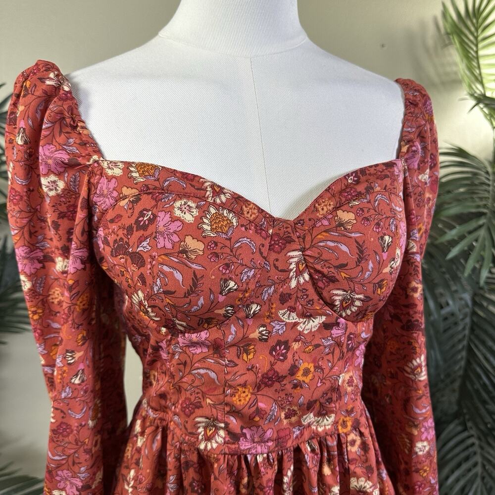 BOG collective dress Women M Prarie Core Bodice Festival stretch floral midi